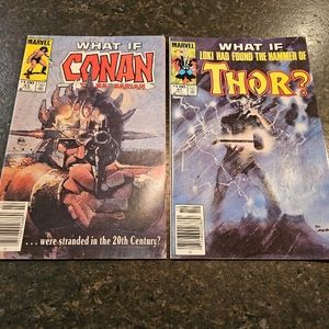 Set of 2 vintage 1984 Marvel "What If..." comics (Thor & Conan)